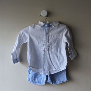 Edgehill Collection White Button Down Anchor Short Set 18M